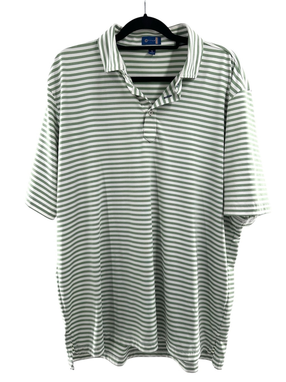 Stitch Green & White Striped Short Sleeve Polo Golf Shirt Men's Size XL